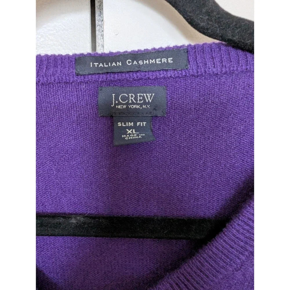 J. Crew Cashmere Purple V Neck Sweater Men's XL